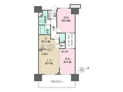 ザ・パークハウス川口(2LDK/10階)の間取り写真