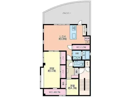 エスコート(2LDK/3階)の間取り写真