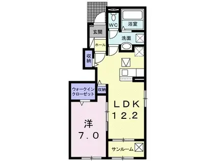 HYソレイユ B(1LDK/1階)の間取り写真