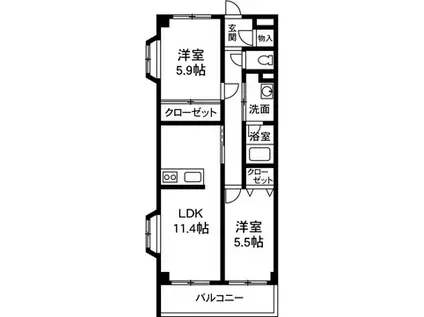 K&Aパレス(2LDK/2階)の間取り写真
