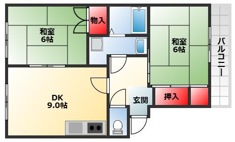 アベニール高石(2DK/1階)の間取り写真