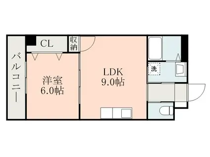 アンスーリール(1LDK/2階)の間取り写真