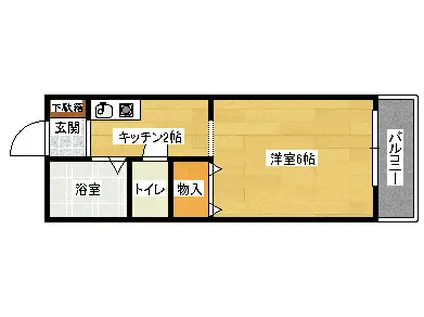 セジュール祇園(1K/2階)の間取り写真