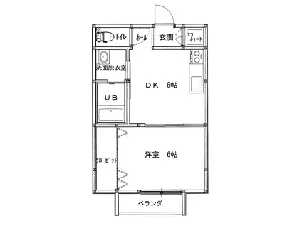 メゾンシェル(1DK/1階)の間取り写真