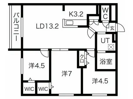 グランエリーナ南郷(3LDK/2階)の間取り写真