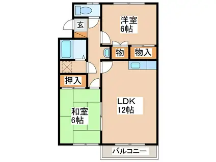 グリーンパレス上原II(2LDK/2階)の間取り写真