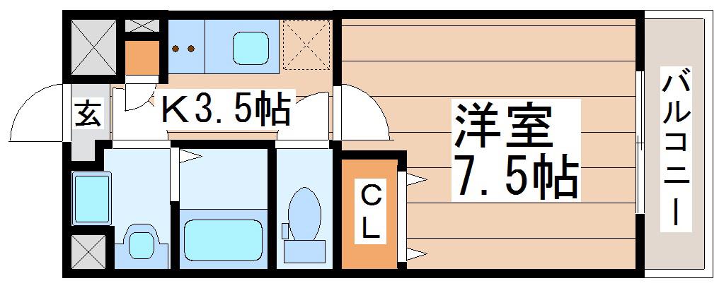 シェルグランデ土樋(1K/8階)の間取り写真