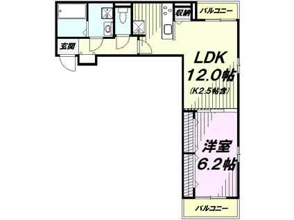 ジェルメ・ブリーズIII(1LDK/2階)の間取り写真