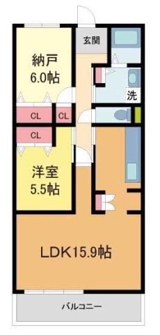 甲子園三番町ハイツ(1SLDK/2階)の間取り写真