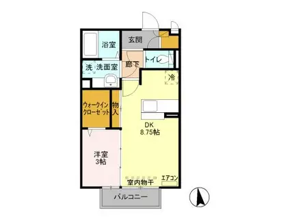 ダイアリー(1LDK/1階)の間取り写真