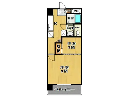 郡中東口ビル(1K/6階)の間取り写真