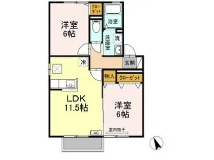 プリメール・アモーレ(2LDK/1階)の間取り写真