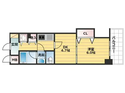 ロイヤル谷町(2K/2階)の間取り写真