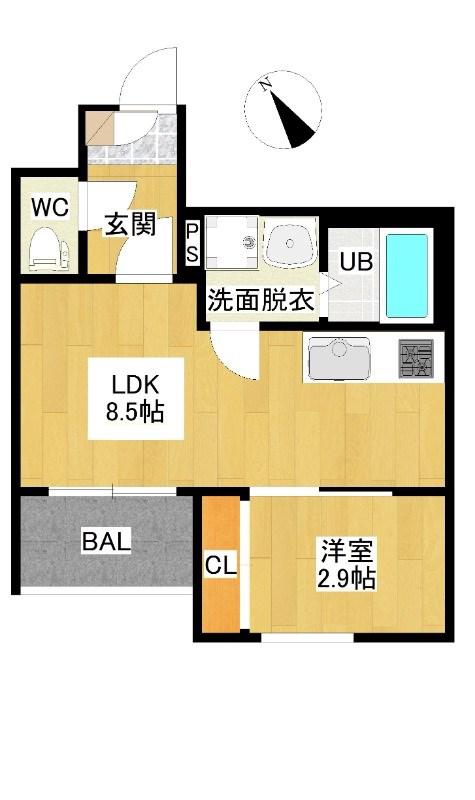 R-SMART大曽根(1LDK/3階)の間取り写真