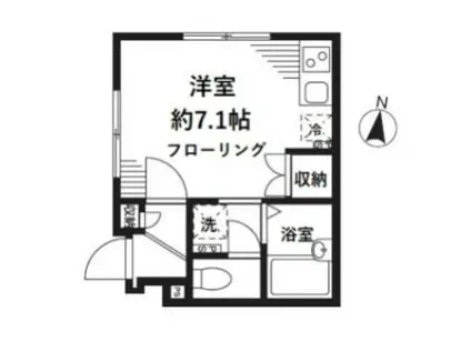 HILLS M(ワンルーム/1階)の間取り写真