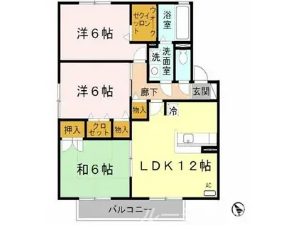 パレちくさA棟(3LDK/1階)の間取り写真
