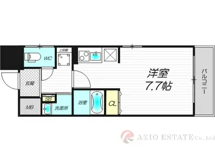 パークフラッツ東三国(ワンルーム/3階)の間取り写真