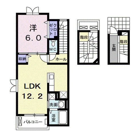 パストーソ I(1LDK/3階)の間取り写真