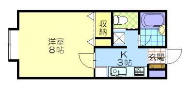 メゾンドペルルI(1K/2階)の間取り写真