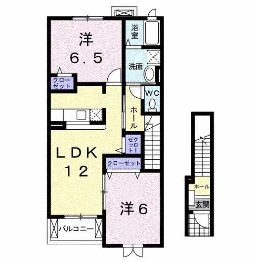 ベルコリーヌ(2LDK/2階)の間取り写真