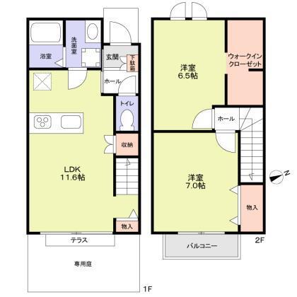 FEDER AKEBONO A棟(2LDK/1階)の間取り写真