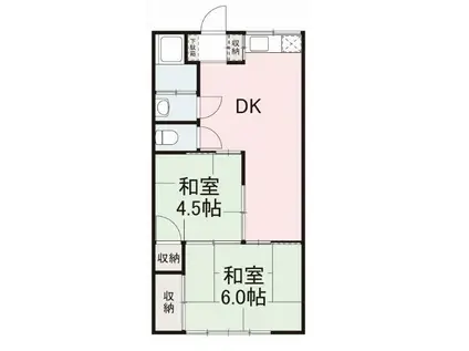 寺町マンション(2DK/1階)の間取り写真