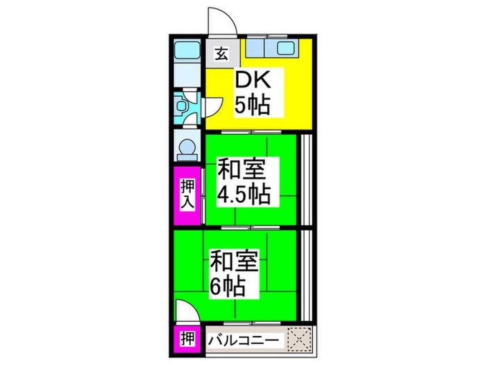 清鳳マンション(2DK/1階)の間取り写真