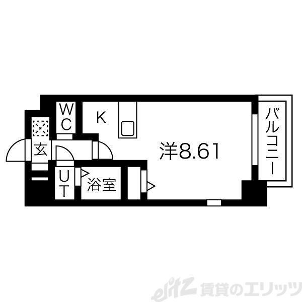 ロイス南茨木(1K/1階)の間取り写真