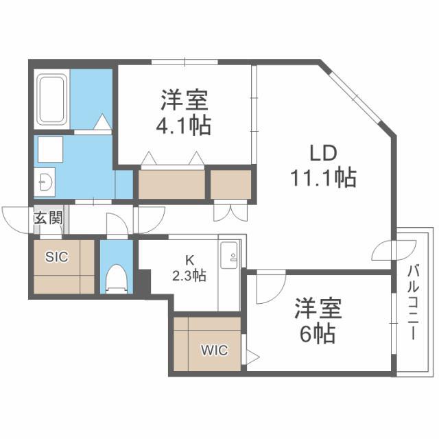 アルファスクエア北12西3(2LDK/6階)の間取り写真