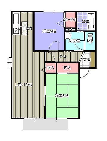 サンエクセル小森野D棟(2LDK/1階)の間取り写真