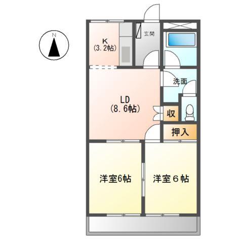 パストラーレ(2LDK/3階)の間取り写真