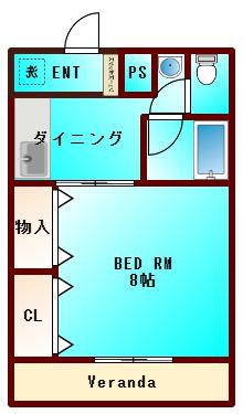 レジデンスイマイ(1K/1階)の間取り写真