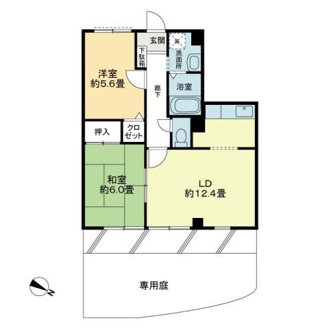 シーズン柞田(2LDK/1階)の間取り写真