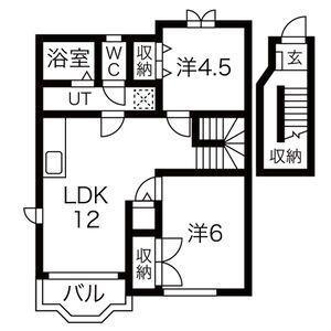 ピュアハウスA(2DK/2階)の間取り写真