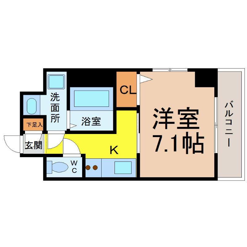 プランドール名駅(1K/7階)の間取り写真
