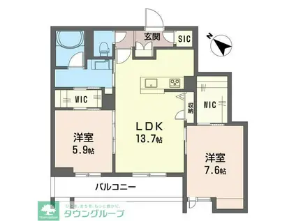 クアドリフォリオ浦和美園(2LDK/3階)の間取り写真