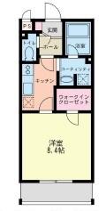 シモソフィー(1K/3階)の間取り写真