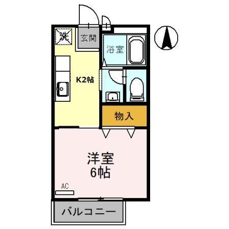 エスポワール宇原(1K/1階)の間取り写真
