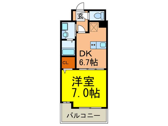 石塚ハイム(1DK/4階)の間取り写真