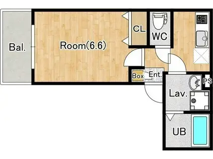 ジーメゾン入間東藤沢ルーチェ(1K/1階)の間取り写真