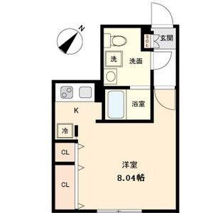 BRANCHE覚王山(ワンルーム/2階)の間取り写真