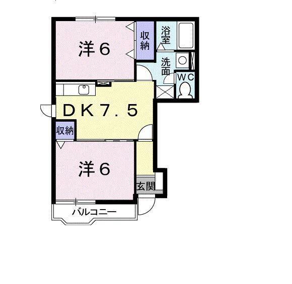 ソルフィ-C(2DK/1階)の間取り写真