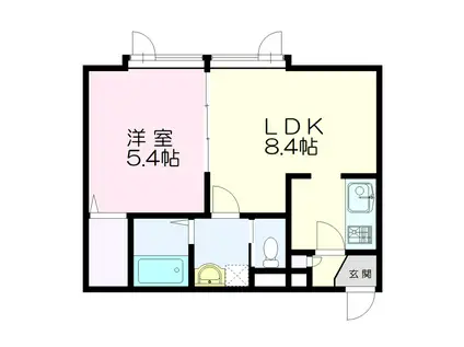 ワイズハウス(1LDK/2階)の間取り写真