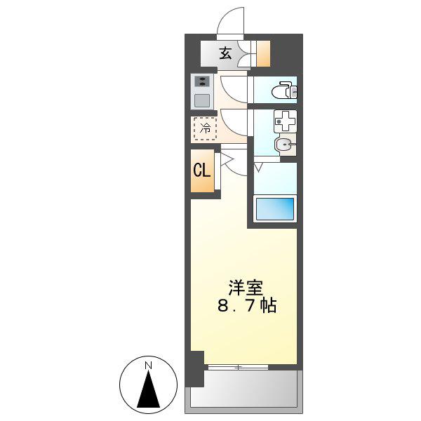 S-RESIDENCE名駅ウエスト(1K/2階)の間取り写真