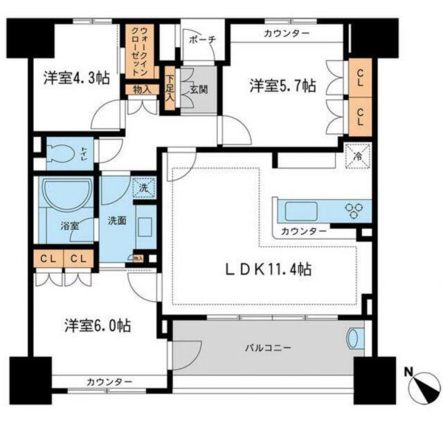 KDXレジデンス町田(3LDK/3階)の間取り写真