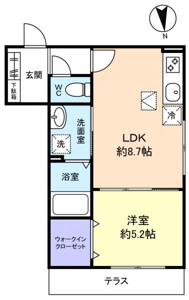PLAISIR(1LDK/1階)の間取り写真