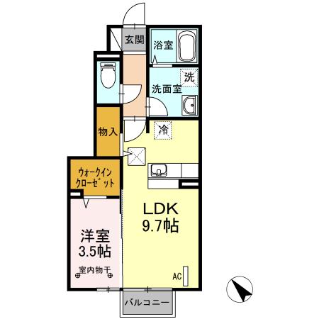 アベリア358II(1LDK/1階)の間取り写真
