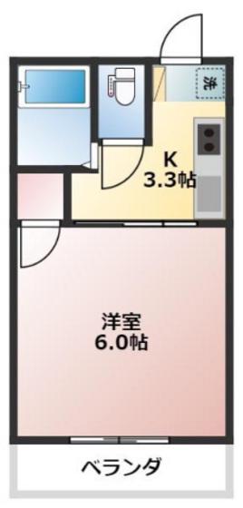 パークプレイス西川原II(1K/2階)の間取り写真