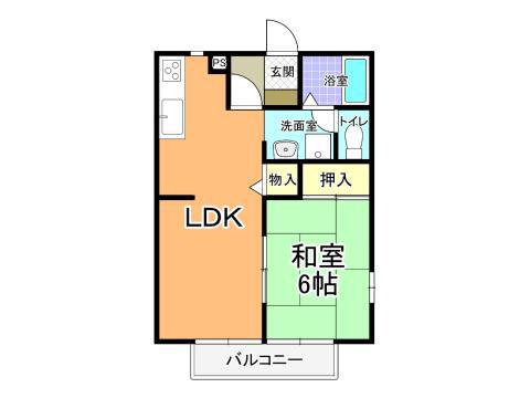 KSハイツ A棟(1LDK/2階)の間取り写真