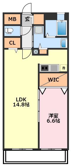 グリーンヒルズ(1LDK/9階)の間取り写真